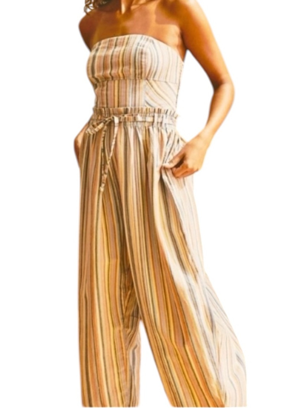 NEW 💛 Free People Roaming Shores Jumpsuit ☀️ size Small boho strapless romper